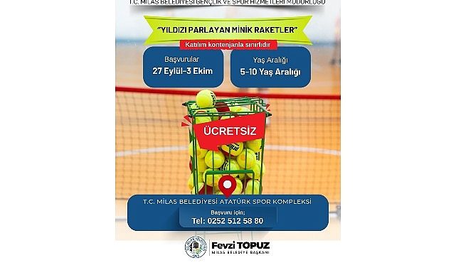 Milas Belediyesi'nden Minik Sporcular İçin Tenis Kursu
